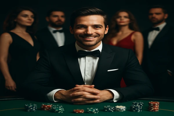 নিয়ন আলোয় সজ্জিত আধুনিক ক্যাসিনো পরিবেশে নান্দনিক ও স্টাইলিশ উপস্থাপন