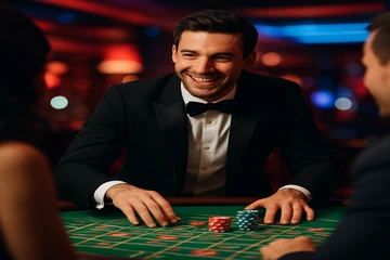 স্বর্ণালী মুদ্রা ও রুলেটের গতিশীল ক্যাসিনো দৃশ্য