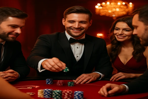 চমকপ্রদ আলোয় ভরা গেমিং পরিবেশে একজন আত্মবিশ্বাসী ডিলার ব্যবহারকারীদের 888fb অ্যাকাউন্টে নিরাপদ প্রবেশের জন্য স্পষ্ট আমন্ত্রণ জানাচ্ছেন।